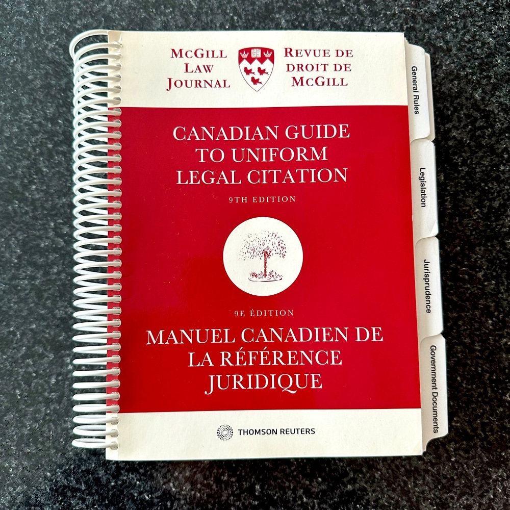 McGill Guide to Uniform Legal Citation 9th Edition
